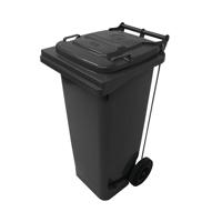 2Work Wheelie Bin Refuse 80 Litre 2 Wheel Pedal Operated Grey 2W10912