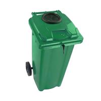 2Work Wheelie Bin 360 Litre with Bottle Bank and Lock Green 2W10936