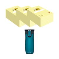 Post-It Notes XXL 101x152mm Lined Yellow 3x6 Pads (Pack of 18) + FOC Contigo Travel Mug