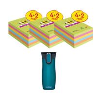 Post-It Notes Super Sticky XXL 101x152mm Value Pack Ultra (3 Packs of 6) + FOC Contigo Travel Mug
