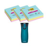 Post-It Super Sticky XL 101x101mm Lined Cosmic 3x3 Pads (Pack of 9) + FOC Contigo Travel Mug