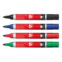 5 Star Office Permanent Marker Xylene/Toluene-free Smear Proof Bullet Tip Ast (Pack of 4)