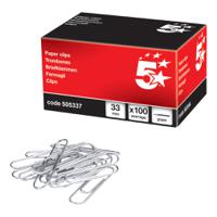 5 Star Office Paperclips Metal Large Length 33mm Plain (Pack of 100)