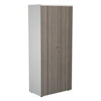 Jemini Wooden Cupboard 800x450x1800mm White/Grey Oak KF810728