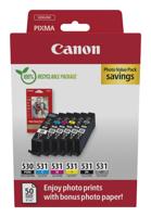 Canon PGI-530/CLI-531 Ink Cartridges PGBK/CMYK/GY + 4 x 6 in Photo Paper Value Pack 6117C004