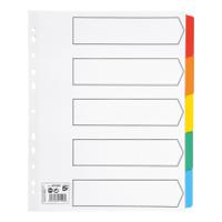 5 Star Office Maxi Dividers 5-Part Multipunched Mylar-reinforced Coloured-Tabs Extra Wide A4 White