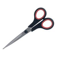 5 Star Office Scissors 155mm Rubber Handles Stainless Steel Blades Black/Red