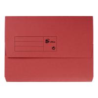 5 Star Office Document Wallet Half Flap 285gsm Recycled Capacity 32mm A4 Red (Pack of 50)