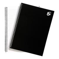 5 Star Office Notebook Wirebound 80gsm Ruled 140pp A4 Black (Pack of 5)