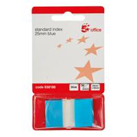 5 Star Office Standard Index Flags 25x45mm Blue (Pack of 5)