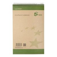 5 Star Eco Shorthand Pad Wirebound 70gsm Ruled 160pp 127x200mm Green/Buff (Pack of 10)