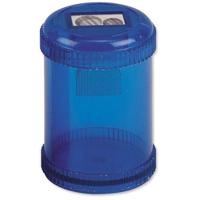 5 Star Office Pencil Sharpener Plastic Canister Two Hole Maximum Diameter 8/11mm Blue (Pack of 10)