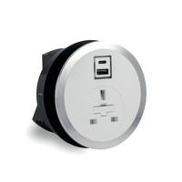 In Desk Power Module 1xUK Socket 1xUSB A+C PD 35W Charger White 20000017