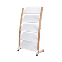 Alba Mobile Wide Literature Display 5x3 Compartments A4 Natural Frame White Compartments DD5GMW BC