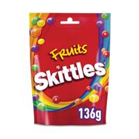 Skittles Chewy Sweets Fruit Flavour Pouch Bag 136g (Pack of 15) 124843