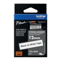 Brother P-Touch TZe Laminated Tape Cassette 12mm x 8m Black on White Tape TZES231