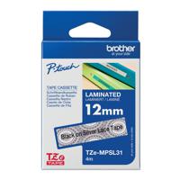 Brother P-Touch TZe Laminated Tape Cassette 12mm x 4m Black On Silver lace Pattern TZEMPSL31