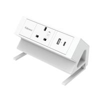 Fellowes Power Desk Type G UK/IE 1 Socket 1 USB-A + 1 USB-C Port White 100137171