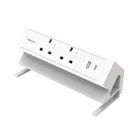 Fellowes Power Desk 2 Type G UK/IE 2 Sockets 1 USB-A + 1 USB-C Port White 100137181