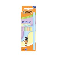 Bic Cristal Ball Pen Assorted Pastel Barrel Blue Ink (Pack of 5) 302561