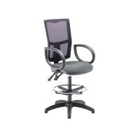 5 Star Lumo Mesh Chair Fixed Arms/Draughtsman Kit Charcoal SF2096687