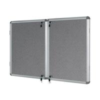 Bi-Office Enclore Display Case Grey Felt Acrylic Aluminium Frame 32xA4 VT770103150