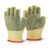 Beeswift Reinforced Fingerless Dotted Gloves 1Pr Yellow 8 KFLGMWD08