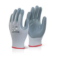 Beeswift Nitrile Foam Nylon Gloves Grey 9 NFNG09