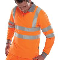 Beeswift Hi Vis Long Sleeve Polo Shirt Orange Medium BPKSLSENORM