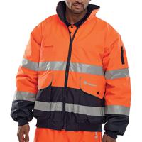 Beeswift Europa High Visibility Bomber Jacket Orange/Navy Blue L EBJORNL