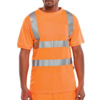 Beeswift Crew Neck High Visibility T-Shirt Orange 5XL