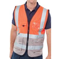 Beeswift High Visibility Two Tone Executive Waistcoat Red/Grey 3XL HVWCTTREGY3XL