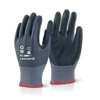 Beeswift Nitrile PU Mix Coated Gloves Black/Grey Size XS BF1XS