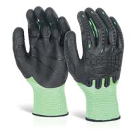 Beeswift Cut Resistant Fully Coated Impact Gloves 1 Pair Green L