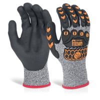 Beeswift Glovezilla Nitrile Palm Coated Gloves PVC back of Hand Protection 1 Pair Grey Large