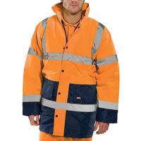 Beeswift Fleece Lined High Visibility Traffic Jacket Orange/Navy Blue 2XL CTJFLTTORN2XL