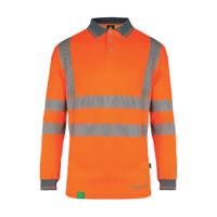 Beeswift Envirowear High Visibility Long Sleeve Polo Shirt Orange 3XL