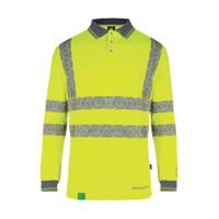 Beeswift Envirowear High Visibility Long Sleeve Polo Shirt Saturn Yellow 4XL