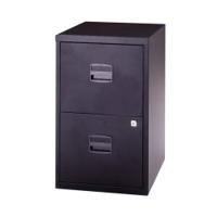 Bisley 2 Drawer Home Filing Cabinet A4 413x400x672mm Black PFA2-03