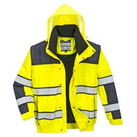 Portwest Hi Vis 3-in-1 Contrast Winter Bomber Jacket L Yellow/Navy