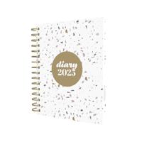 Collins Day To Page Diary Scandi Terrazzo Design A5 White E-PW51.WHTZ-25