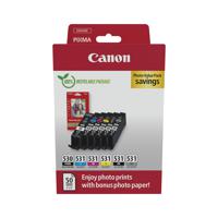 Canon PGI-530/CLI-531 Ink Cartridges PGBK/CMYK/GY + 4 x 6 in Photo Paper Value Pack 6117C004