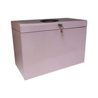 Cathedral File Box with 5 Suspension Files Foolscap Pastel Pink FPHOPP