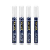 Securit Waterproof Chalk Marker Chiselled Nib 2-6mm White (Pack of 4) SMA610-V4-WT