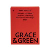Grace and Green Organic Cotton Bamboo Heavy Period Pads (Pack of 8) GGBAMNIGHT05