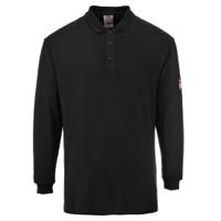 Portwest Flame Resistant Anti-Static Long Sleeve Polo Shirt L Blk