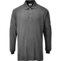 Portwest Flame Resistant Anti-Static Long Sleeve Polo Shirt L Gry