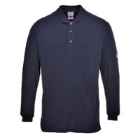 Portwest Flame Resistant Anti-Static Long Sleeve Polo Shirt S Navy