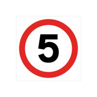 5 Star 5MPH Traffic Sign Rigid Plastic 450x450mm VTR032SRP4545