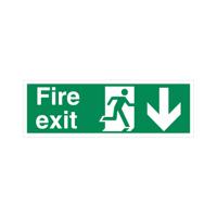 5 Star Fire Exit Run Man Arrow Down Sign Vinyl 150x450 SP124SAV4515